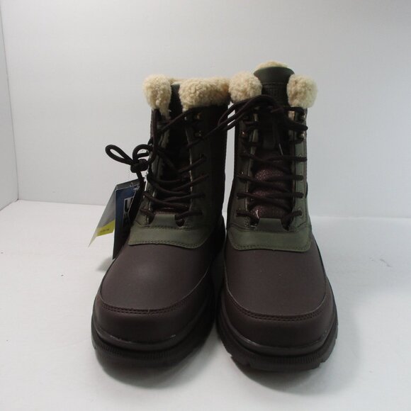 Khombu Snow Boots Men\'s 11 Brown Green Faux Fur Lace up main image 4